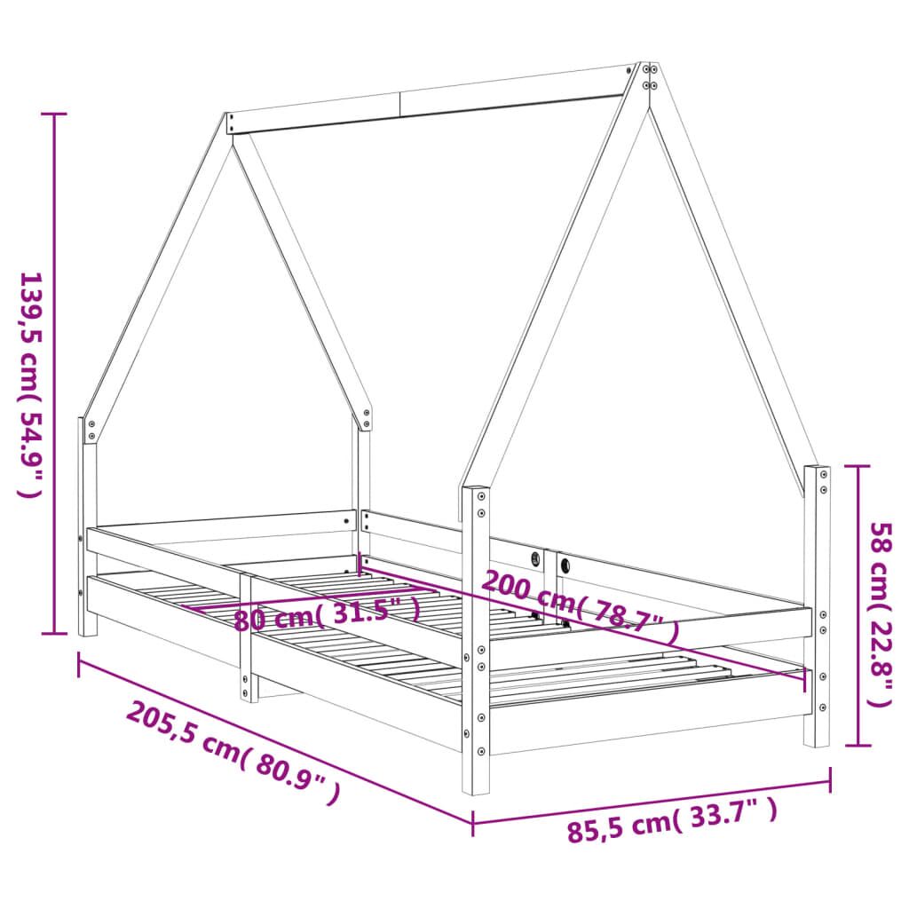 Vidaxl Estructura De Cama Para Niños Madera Maciza De Pino 80x200 Cm_2