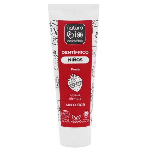 Pasta de dentes infantil NaturaBio morango sem flúor e sem corantes 75 ml