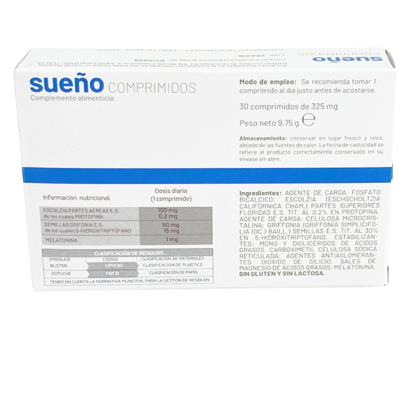 Sueño – Complemento Natural Con Melatonina, Triptófano Y Plantas Medicinales Para Dormir Mejor – 30 Comprimidos_1