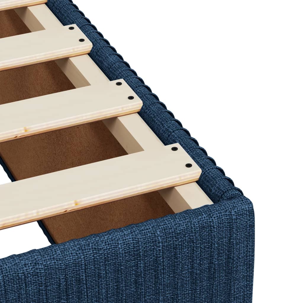 Cama Box Spring Con Colchón Tela Azul 160x200 Cm / Vetonek_5