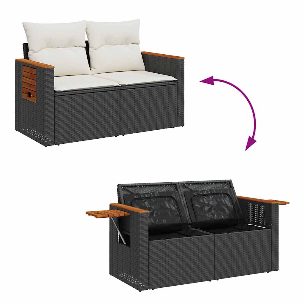 Set De Muebles De Jardín 5 Pzas Y Cojines Ratán Sintético Negro / Vetonek_1