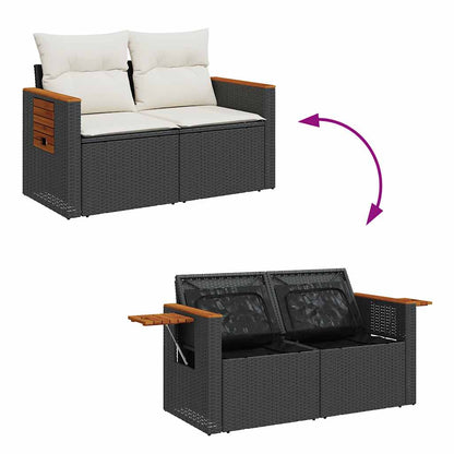 Set De Muebles De Jardín 5 Pzas Y Cojines Ratán Sintético Negro / Vetonek_1