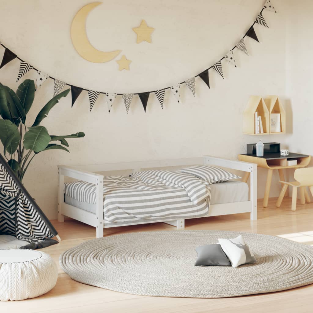 Estructura De Cama Para Niños Madera De Pino Blanco 70x140 Cm / Vetonek_0