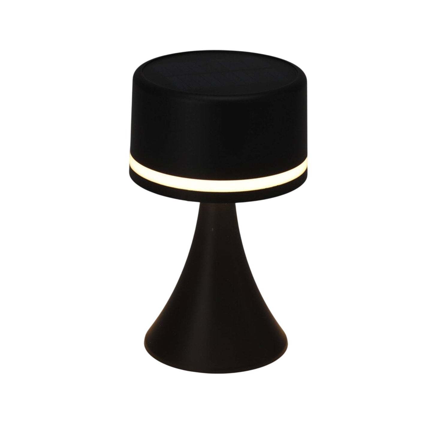 Lámpara Solar De Mesa Negra Recargable Con Panel Solar Y Usb - Well Home_0