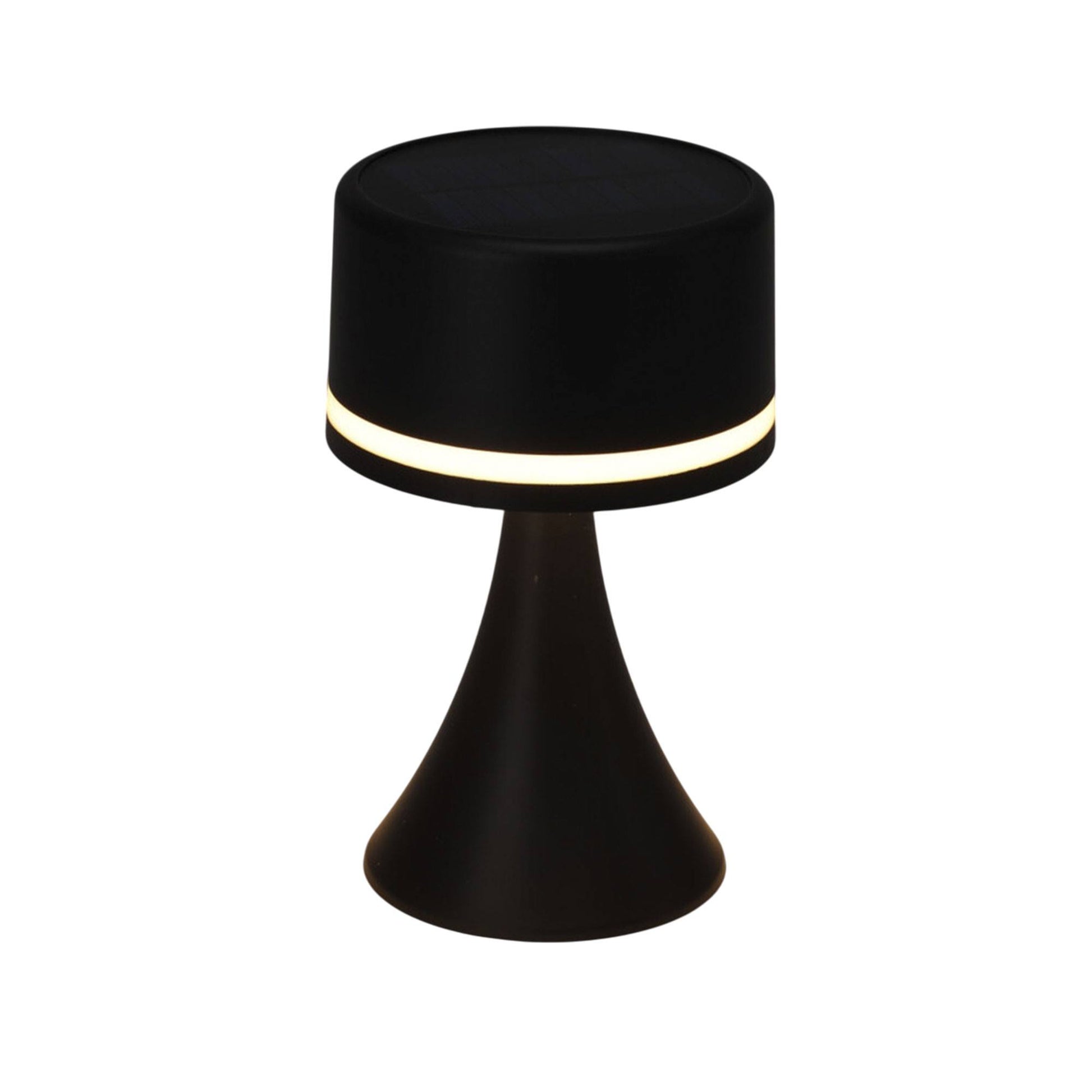 Lámpara Solar De Mesa Negra Recargable Con Panel Solar Y Usb - Well Home_0