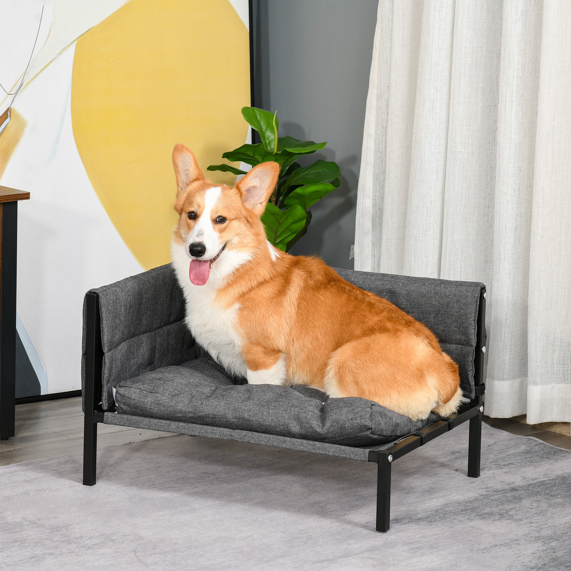 Pawhut Cama Para Perros Elevada Con Cojines Extraíbles Lavables 63,5x49x38,5 Cm_1