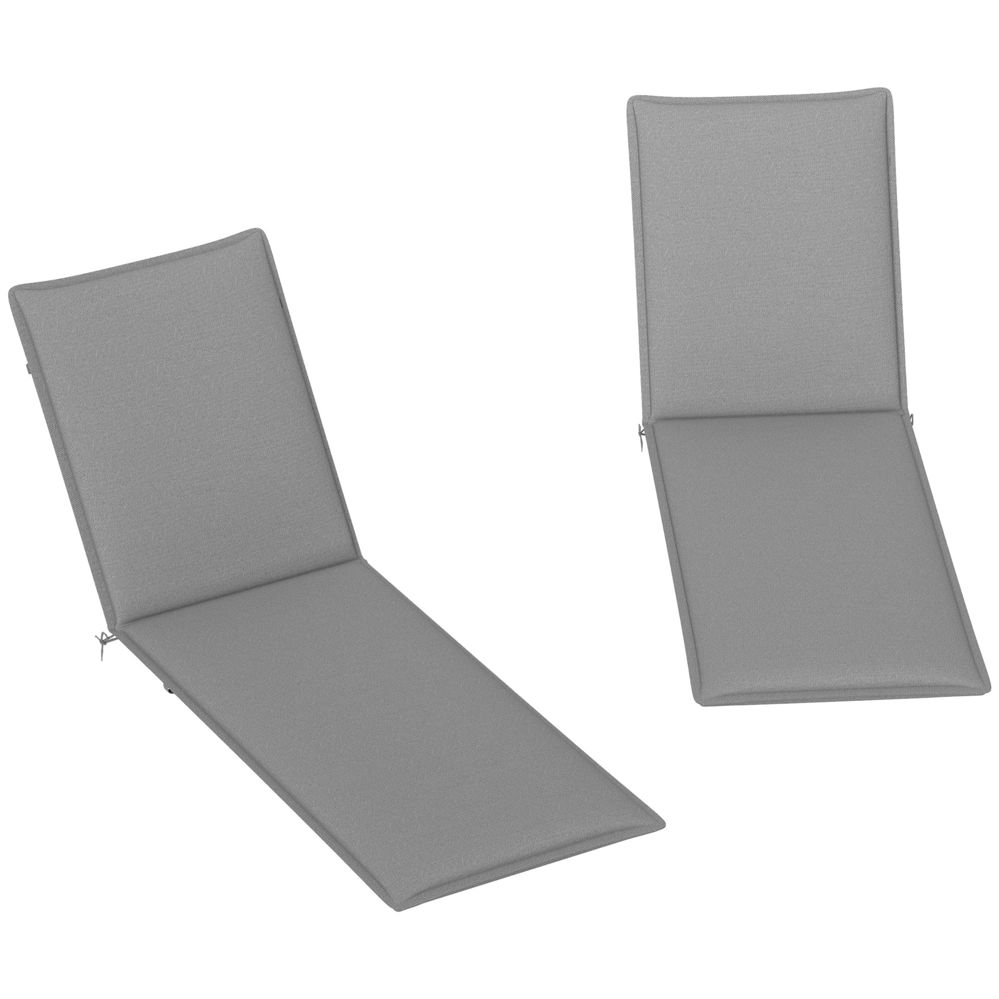 Outsunny Pack 2 Cojines Para Tumbonas Plegables 193x58x6 Cm Gris_0