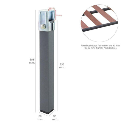 Juego Patas Somier Cuadradas (4 Unidades) Tubo 30x30 Mm. Para Somier De 30x30 Mm. Altura 25 Cm._1