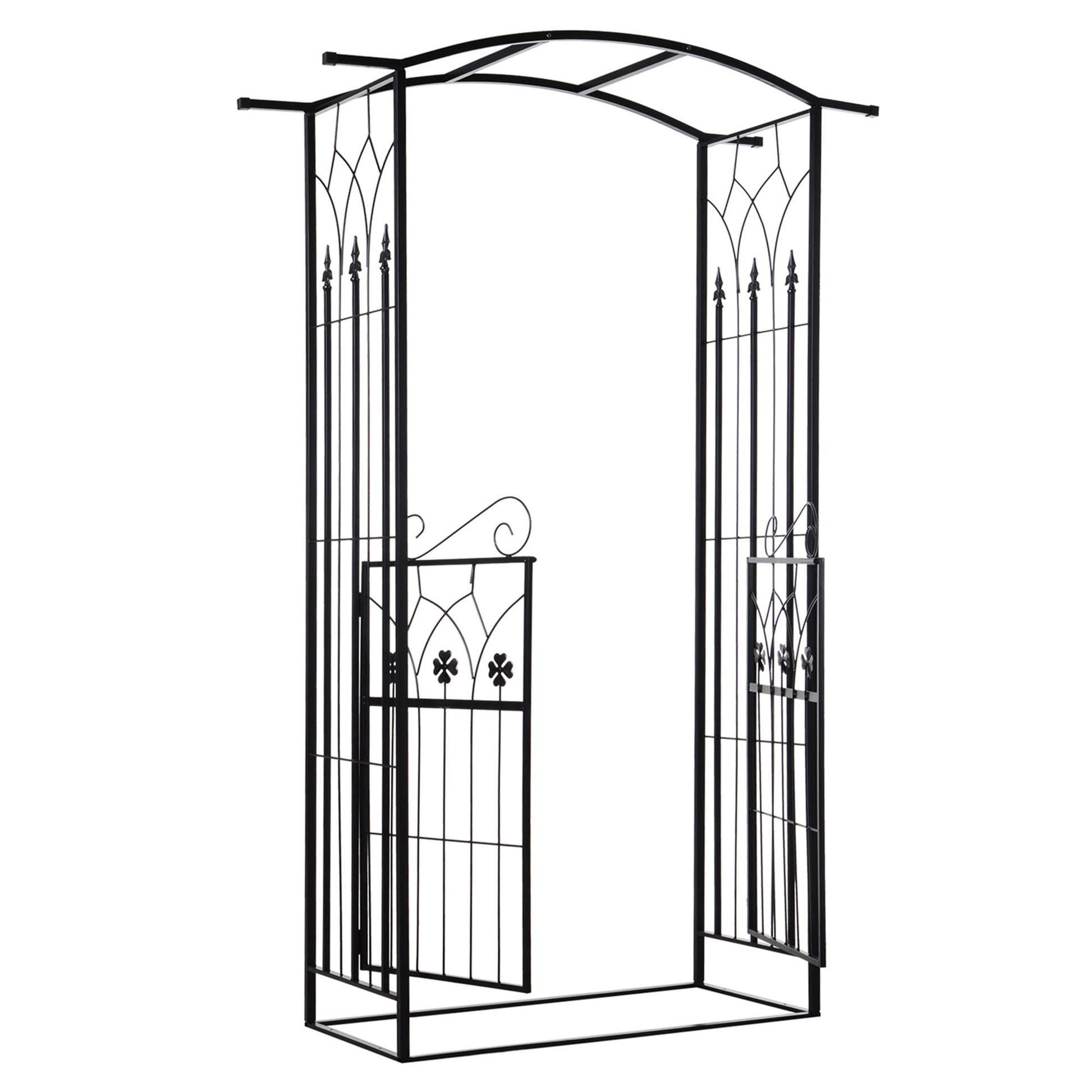 Outsunny Arco De Jardín Con Puerta Enrejado De Metal 131x49x212cm Con Cerradura_0
