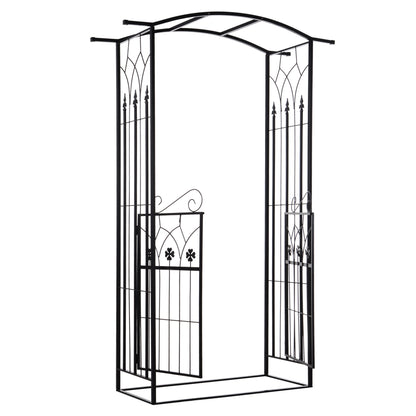 Outsunny Arco De Jardín Con Puerta Enrejado De Metal 131x49x212cm Con Cerradura_0