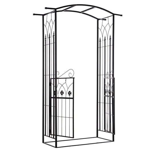 Outsunny Arco De Jardín Con Puerta Enrejado De Metal 131x49x212cm Con Cerradura_0
