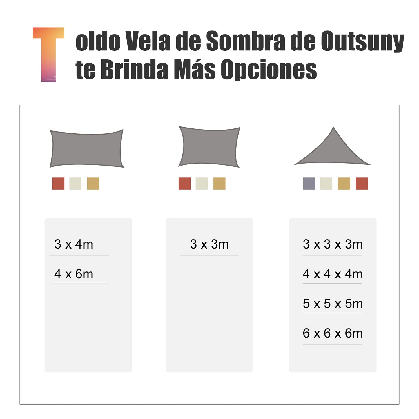 Outsunny Toldo De Vela Rectangular Para Jardín Y Exterior Repelente Al Agua_3