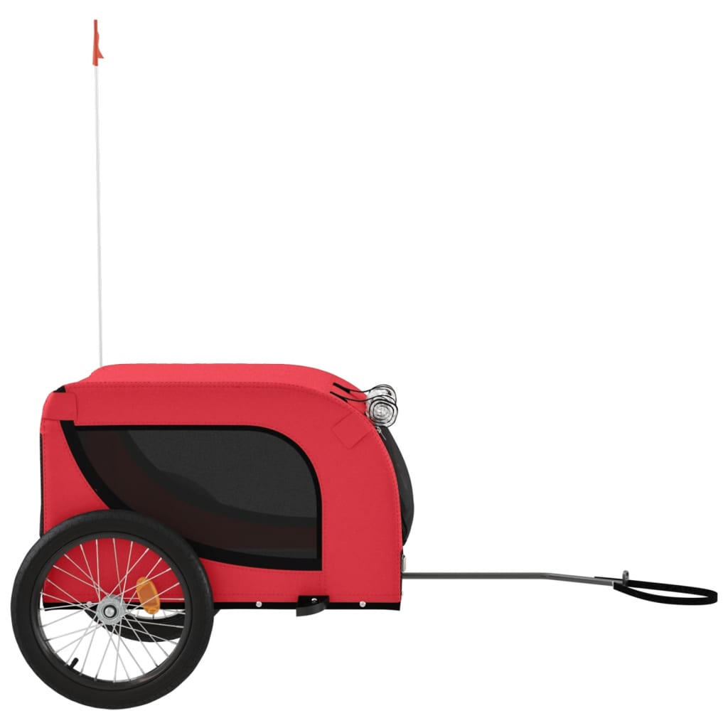 Remolque De Bicicleta Mascotas Hierro Tela Oxford Rojo Negro_4