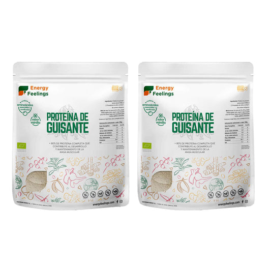 Embalagem de 2x Proteína de Ervilha Baunilha Energy Feelings 1 kg