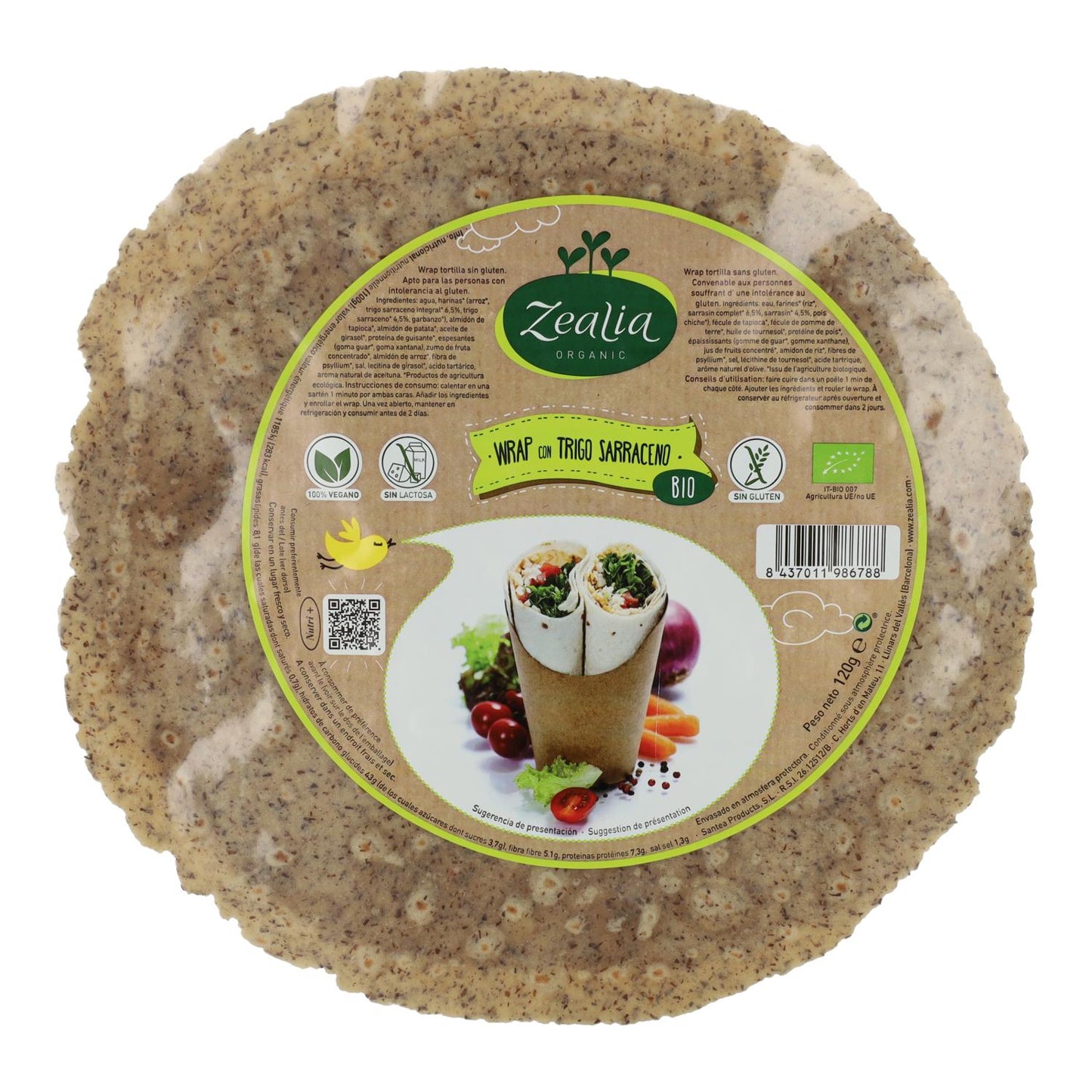 Wrap de trigo sarraceno sem glúten BIO Zealia 180 g