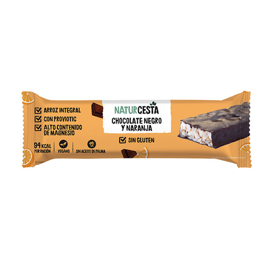 Barra de arroz com chocolate e laranja sem glúten 18 g