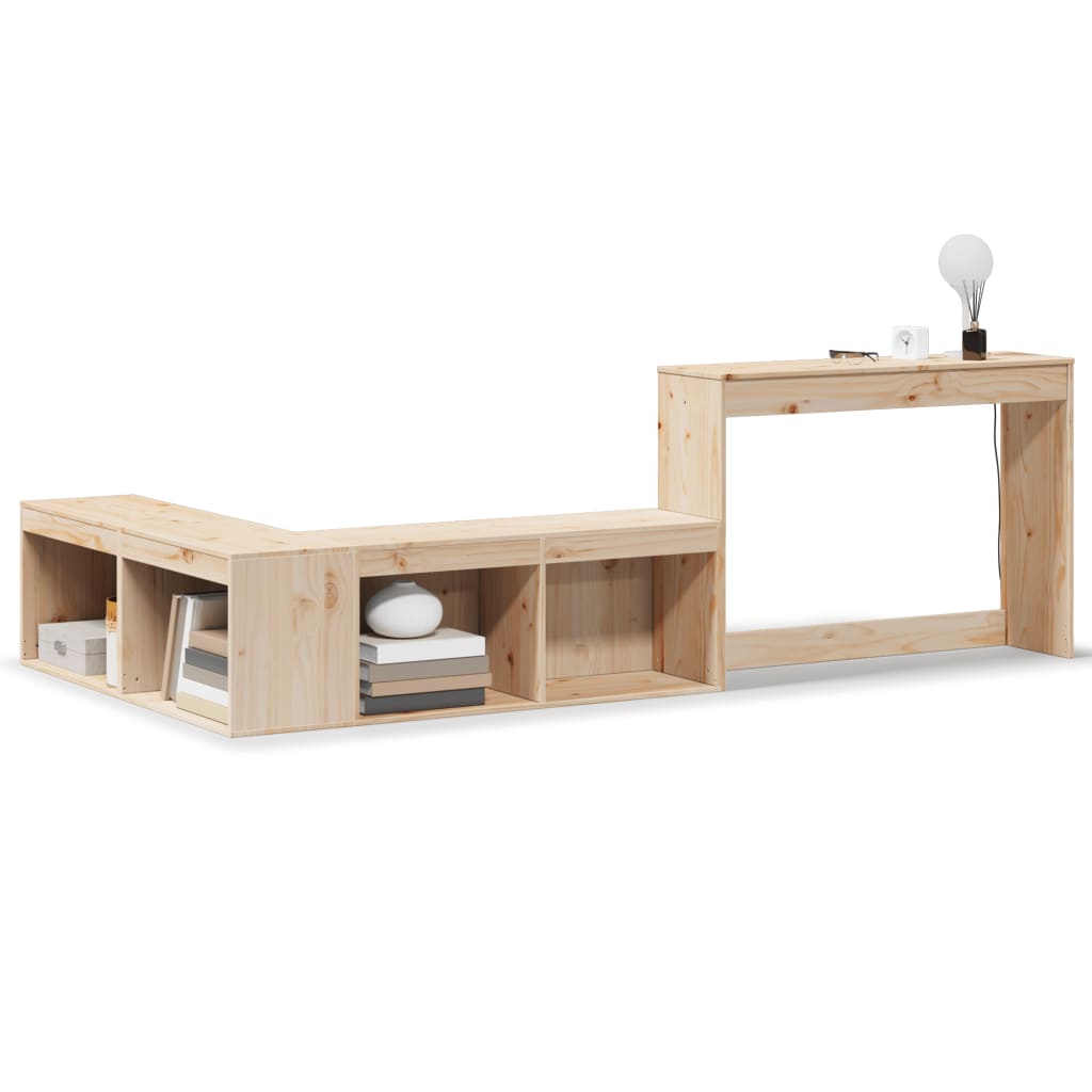 Mueble Con Escritorio Madera Maciza Pino 232x112x75 Cm_0