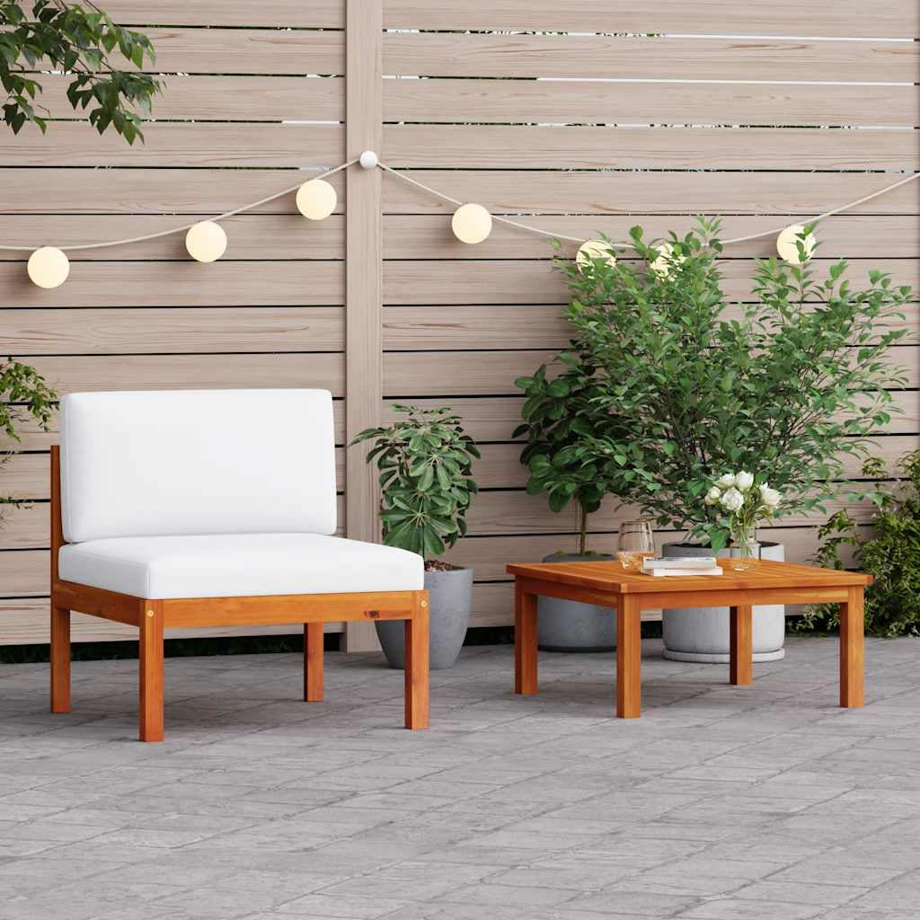 Vidaxl Conjunto De Jardín De 2 Piezas Con Cojines De Madera De Acacia Y Cuerda_1