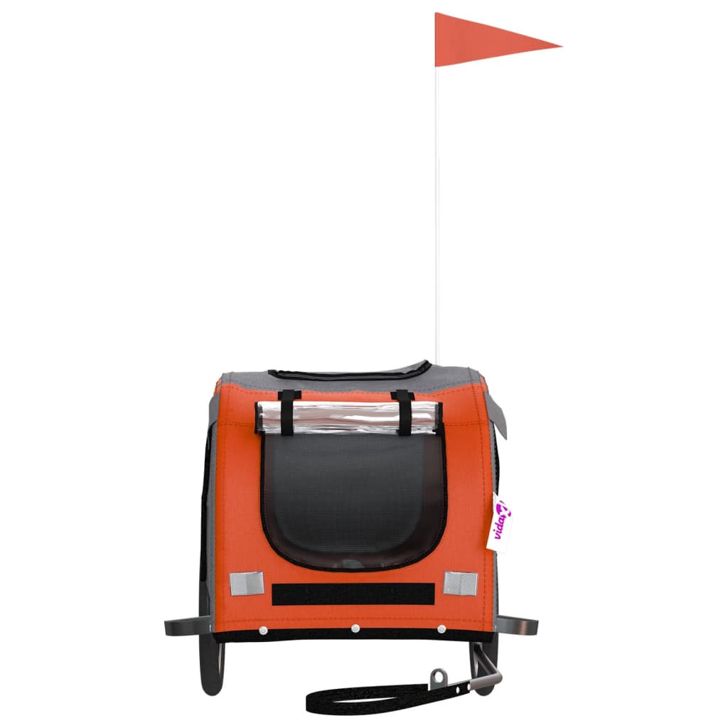 Remolque De Bicicleta Mascotas Hierro Tela Oxford Naranja Negro_3