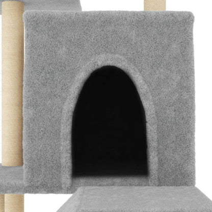 Vidaxl Rascador Para Gatos Con Postes De Sisal Gris Claro 110,5 Cm_4