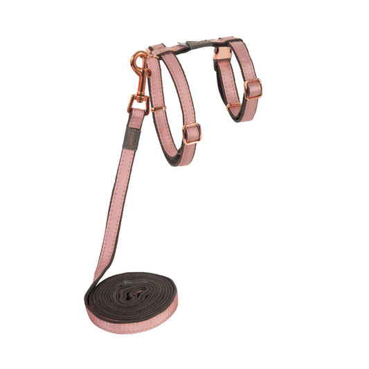 Rogz Arnes Y Correa Para Gato Rosa Con Bronce Urbancat Pb_0