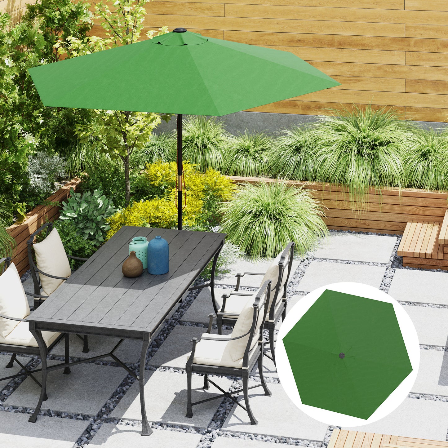 Outsunny Toldo De Recambio De Sombrilla De 3 M Con Ventilación Superior Verde_1
