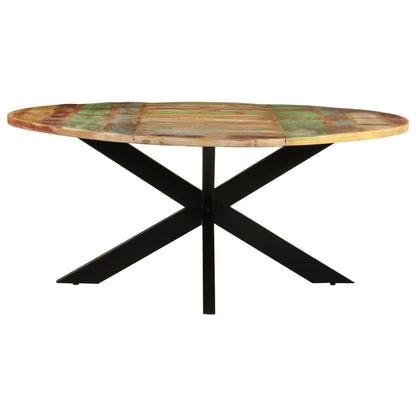 Mesa De Comedor Redonda Madera Maciza Reciclada 175x75 Cm_0