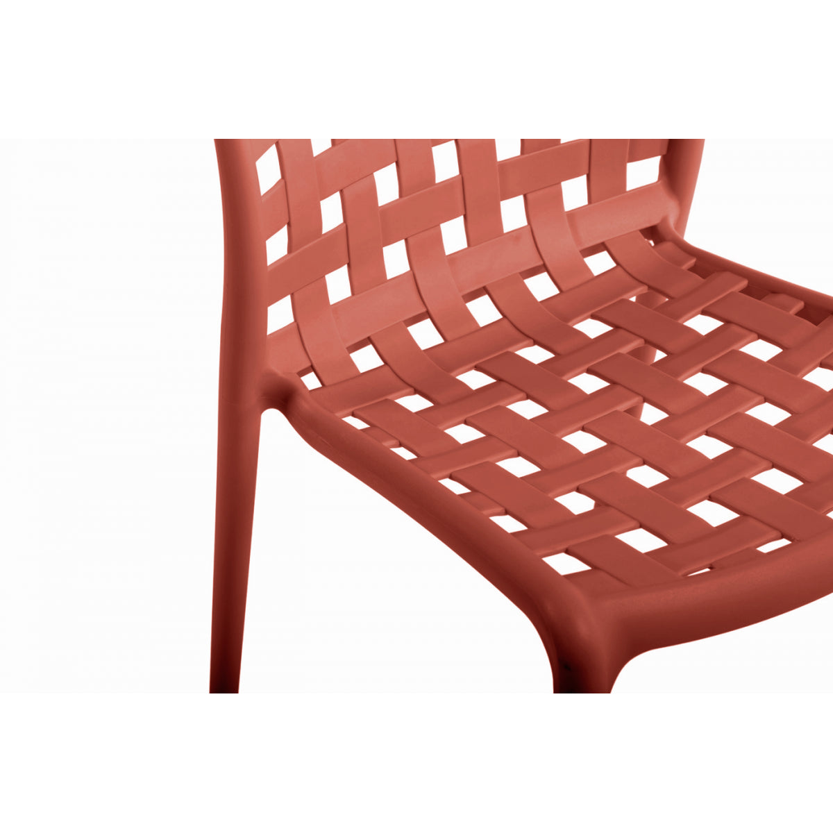 Lote De 4 Sillas Apilables De Polipropileno Terracota Calado Corfu - Muebles De Jardín - 46x56xh82cm_1