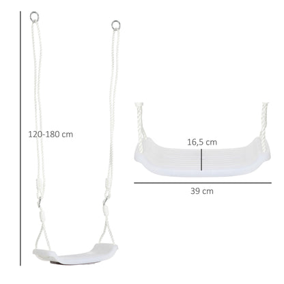 Outsunny Columpio Para Niños De 3-6 Años Con Luces Led 39x16,5x120-180 Cm Blanco_2