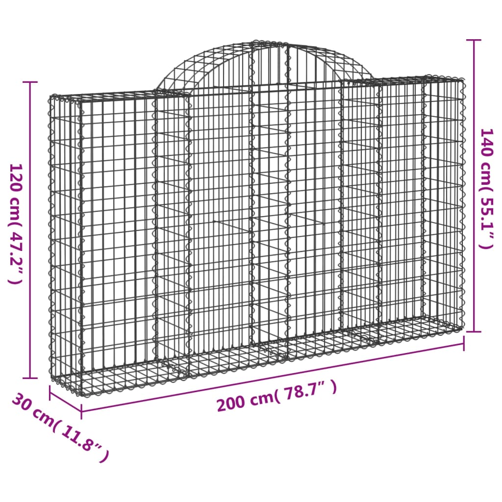 Cestas De Gaviones 7 Uds Forma De Arco Hierro 200x30x120/140 Cm_5