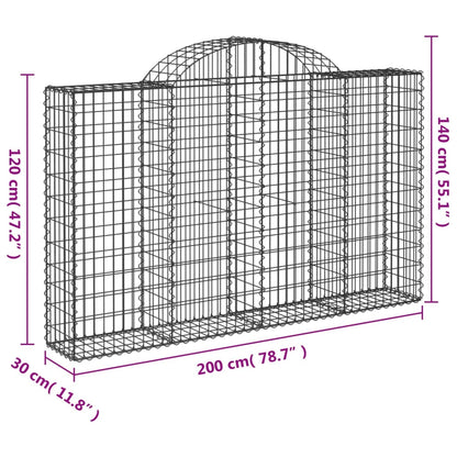 Cestas De Gaviones 7 Uds Forma De Arco Hierro 200x30x120/140 Cm_5