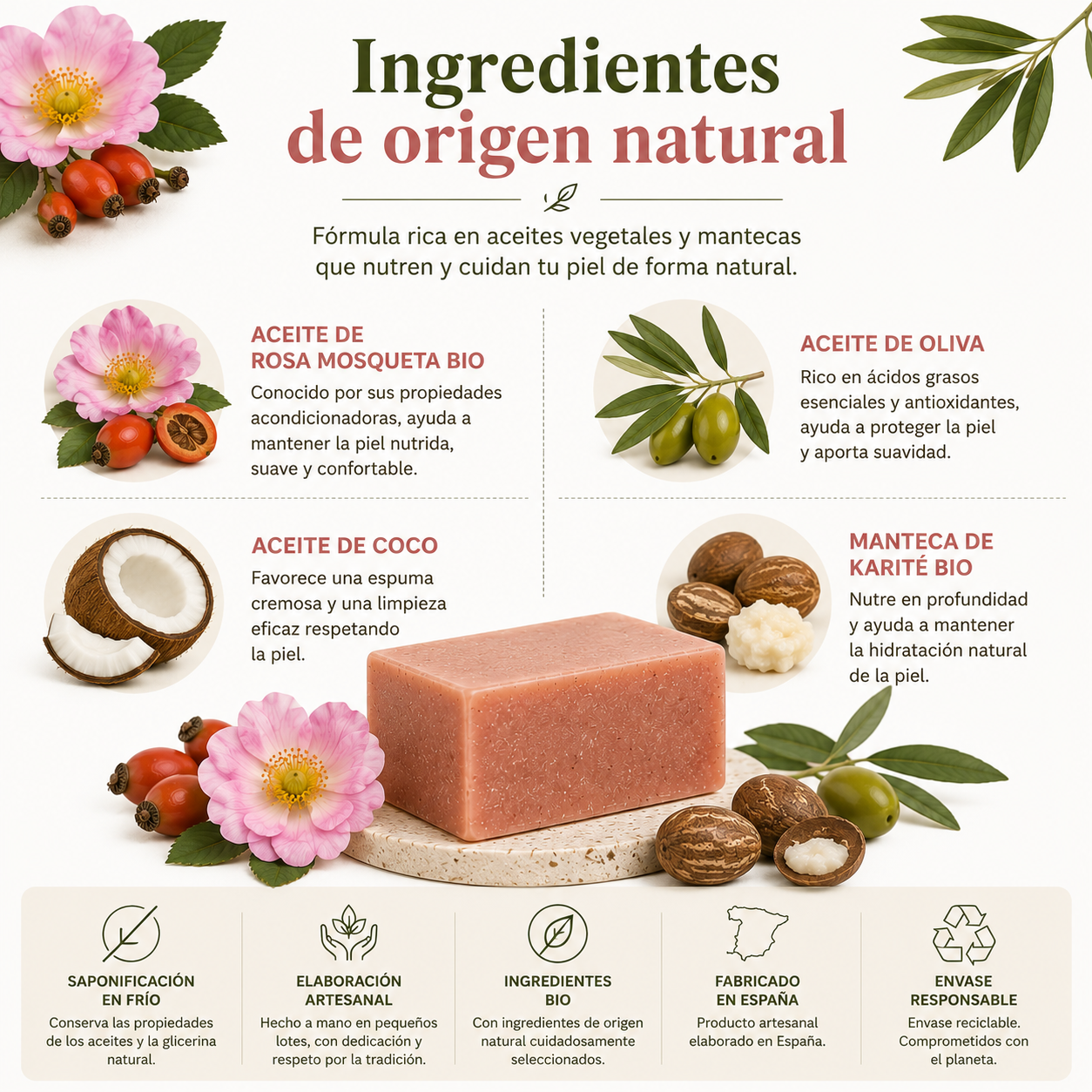 Jabón de Rosa Mosqueta 100 g | Limpieza Suave para Rostro y Cuerpo_2
