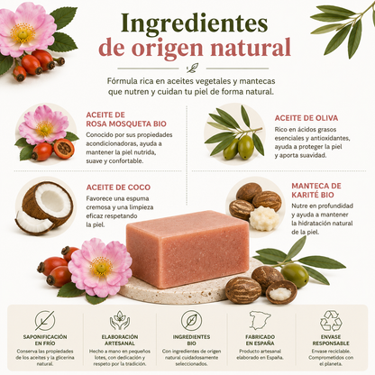 Jabón de Rosa Mosqueta 100 g | Limpieza Suave para Rostro y Cuerpo_2
