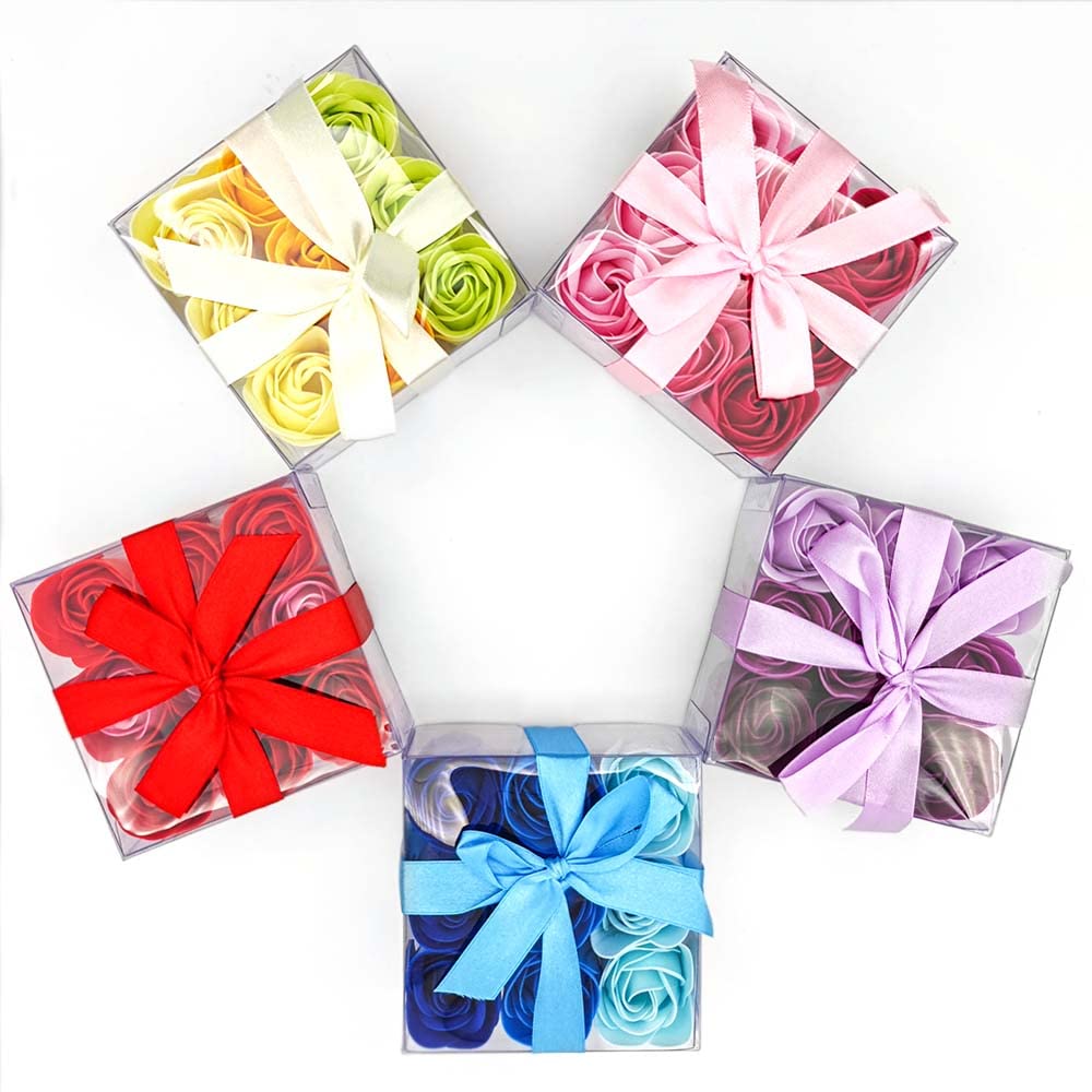 Pack 20 Cajas 9 Rosas De Jabón (rojo) - Flores Con Pétalos De Jabón Perfumados - Regalo Original Para Días Especiales_4