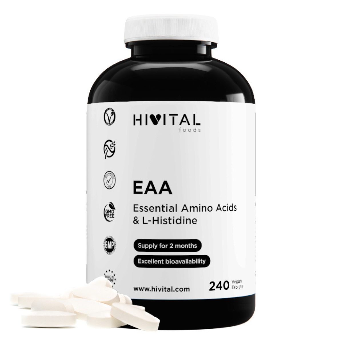 Aminoácidos essenciais EAA Hivital 240 comprimidos vegan