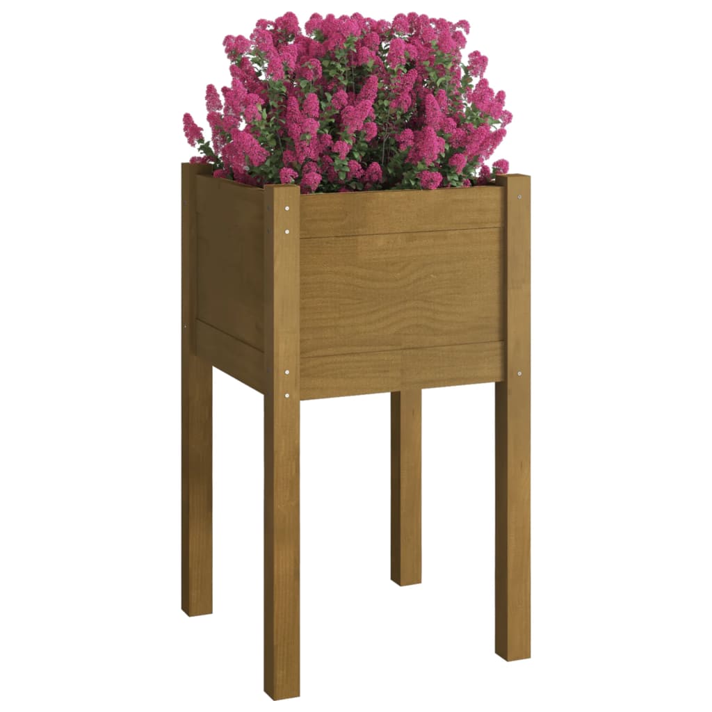 Jardineras 2 Uds Madera Maciza De Pino Marrón Miel 40x40x70 Cm_2