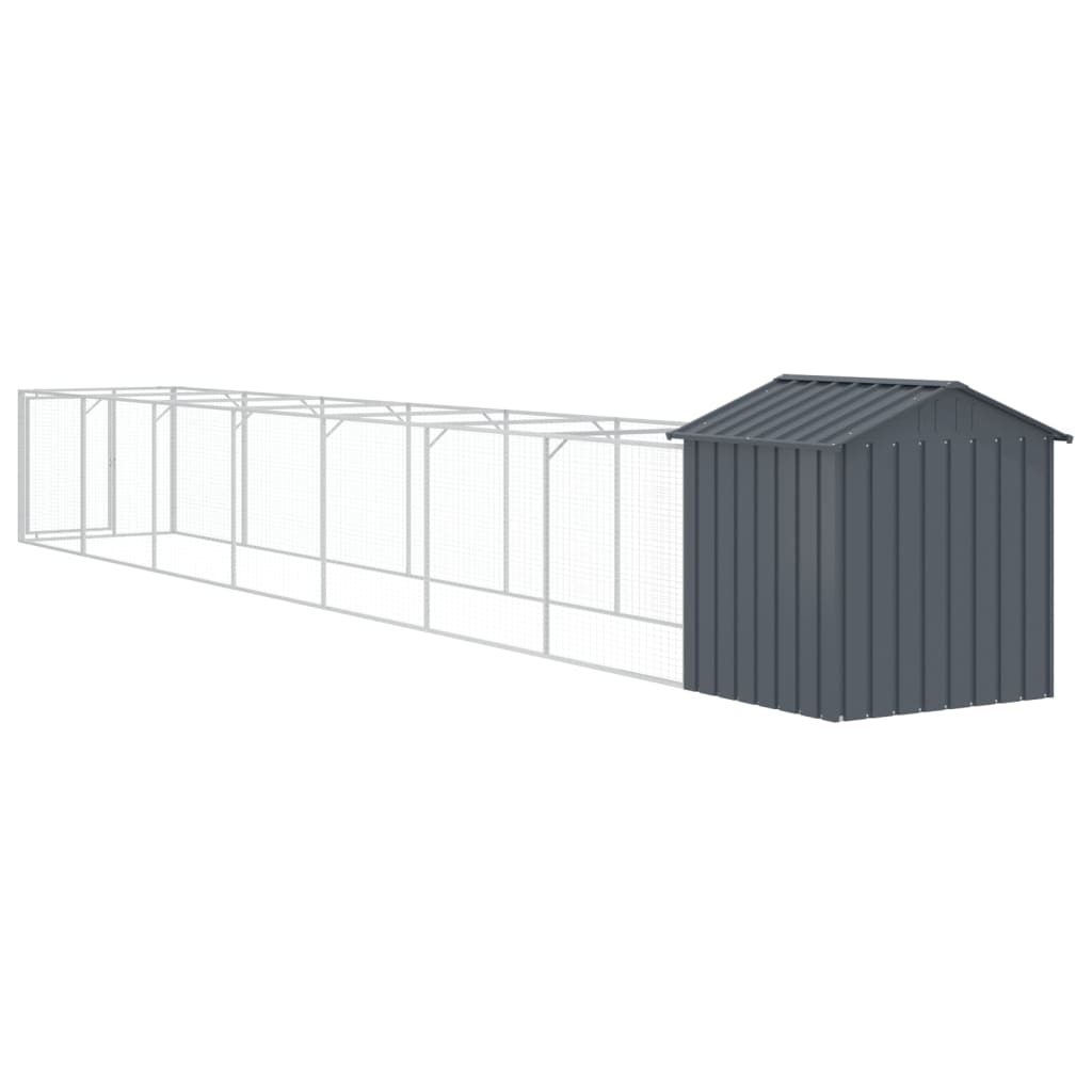 Caseta Perros Con Tejado Acero Galvanizado Gris 117x813x123 Cm_4