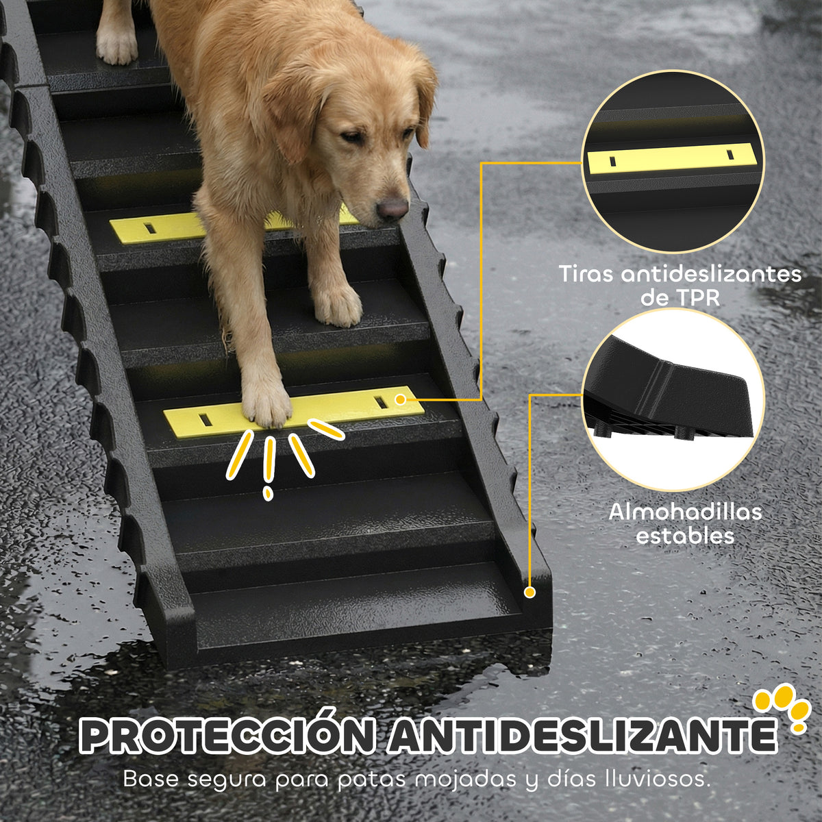 Pawhut Rampa Para Perros Plegable 154 Cm Con 10 Escalones Antideslizantes Negro_4