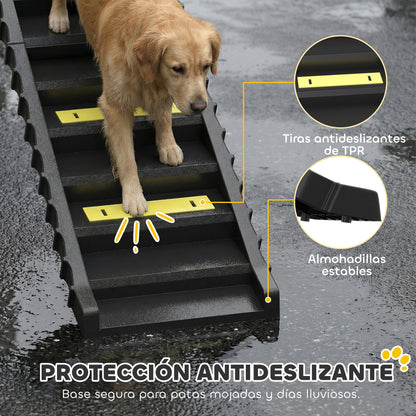 Pawhut Rampa Para Perros Plegable 154 Cm Con 10 Escalones Antideslizantes Negro_4