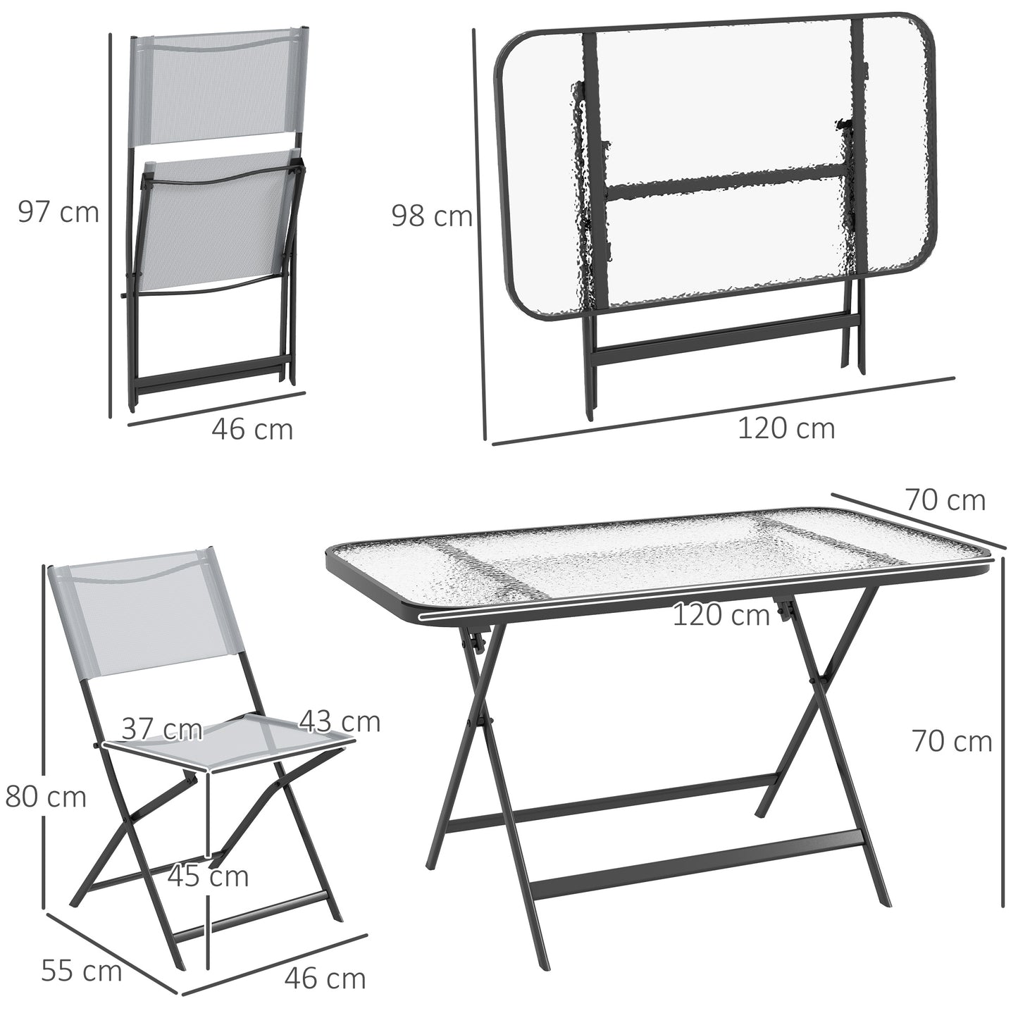 Outsunny Conjunto De Mesa Y 4 Sillas De Jardín Estilo Moderno Para Exterior Gris_2