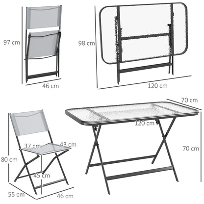 Outsunny Conjunto De Mesa Y 4 Sillas De Jardín Estilo Moderno Para Exterior Gris_2