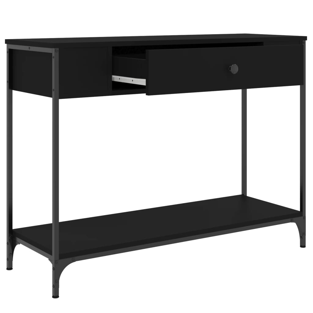 Mesa Consola Madera De Ingeniería Negra 100x34,5x75 Cm_3