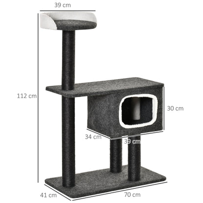 Pawhut Árbol Para Gatos 70x41x112 Cm Con Cueva Plataformas Y Postes Rascadores_2