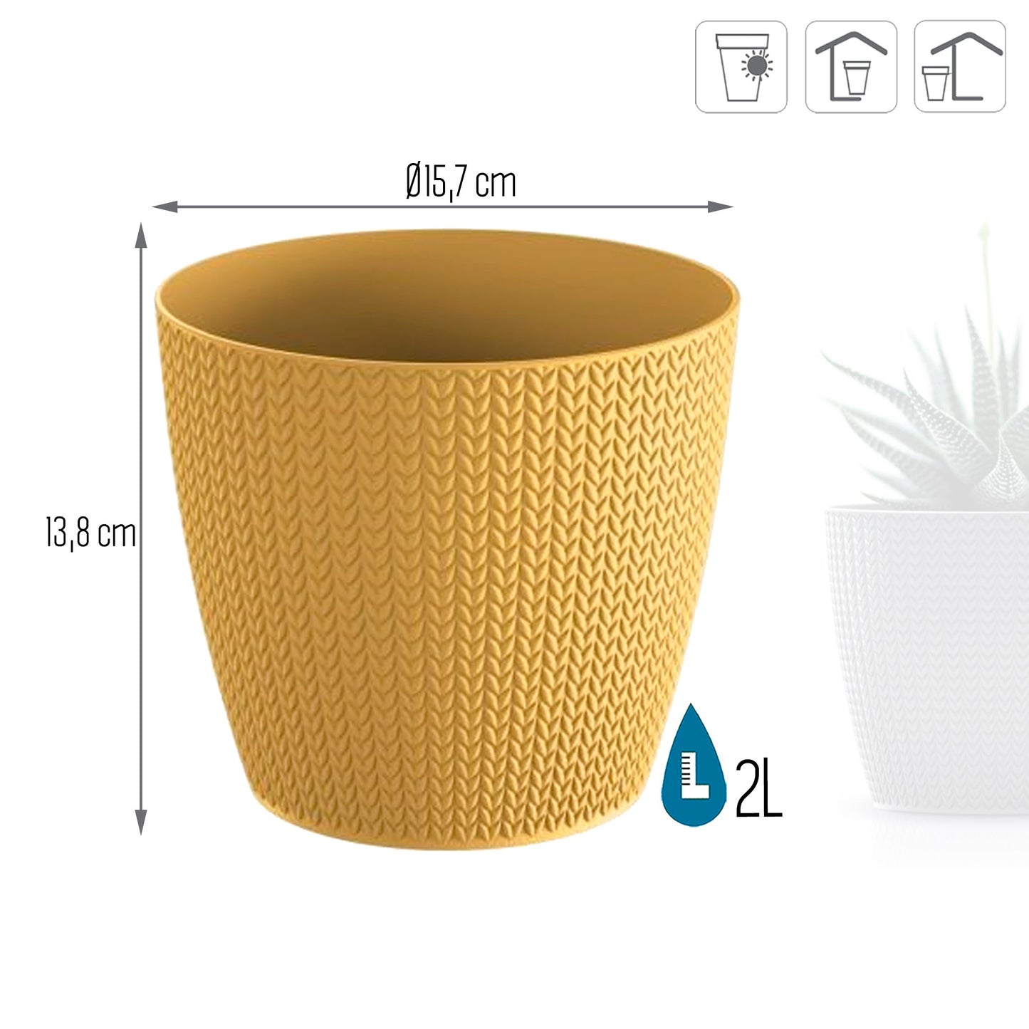 Maceta Wheaty 2l., Dimensiones (mm) 157x157x138, Color Mostaza_2