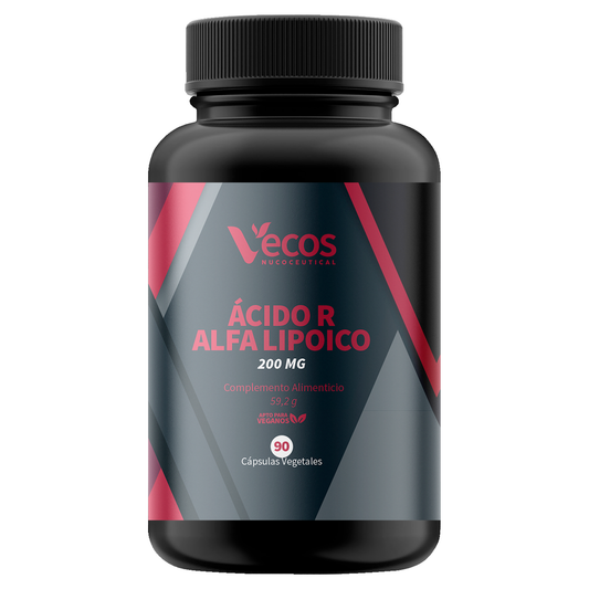 Ácido R Alfa Lipoico 200 mg VECOS (90 cápsulas) | Antiedad y antioxidante Natural | Con Vitamina C + Protector celular_0