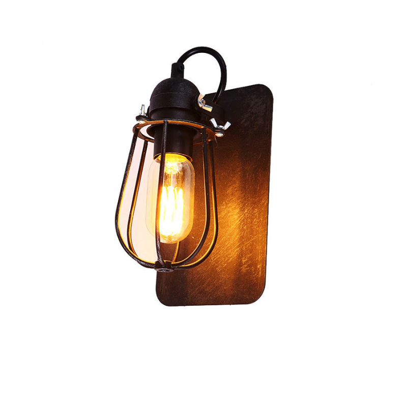 Aplique De Pared Metalico Vintage E27 60w Color Negro 15x22cm Edm_0