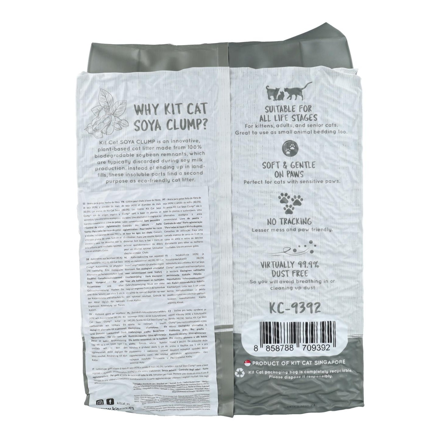 Kit Cat SoyaClump Pack Ahorro 12 - Charcoal 7 L Arena Vegetal para gatos