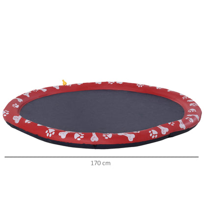 Pawhut Splash Pad Para Mascotas Ø170 Cm Con Bonito Estampado Rojo Y Azul_2