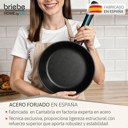 Briebe Sartén Inducción Acero Forjado 24 Cm Antiadherente Sin Pfoa, Todas Cocinas, Fabricada En España, Mare, Azul_2