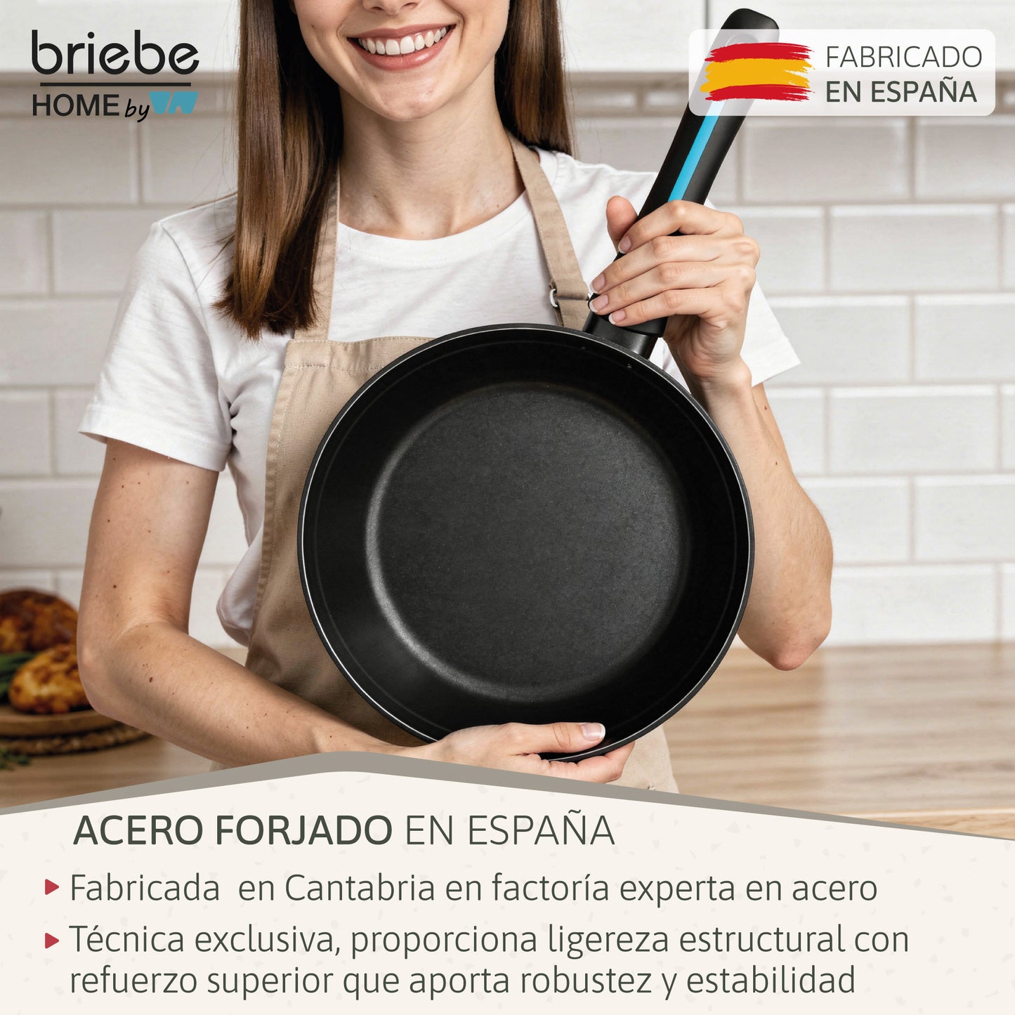 Briebe Set 3 Sartenes Inducción Acero Forjado 20-24-28cmantiadherente Sin Pfoa, Fabricada En España, Mare, Azul_2